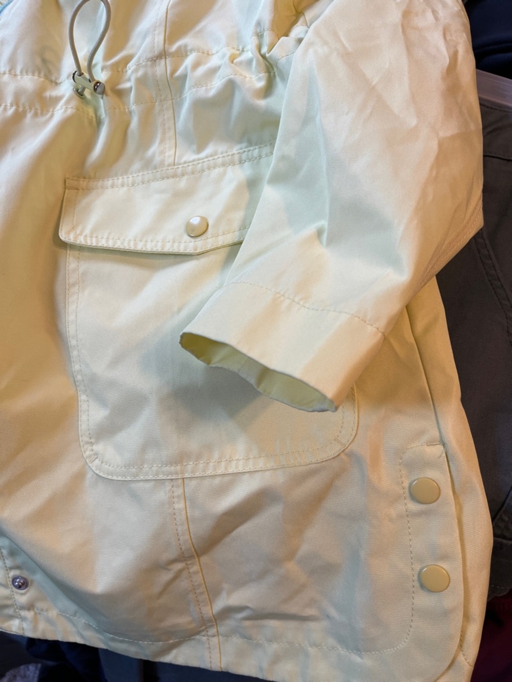 Talbots Yellow Hooded Rain Jacket with Mint Lining - Picture 7 of 9